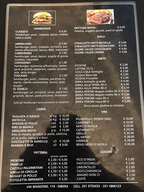 ribera steakhouse menu